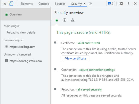 The SSL Certificate is Valid RealBSG