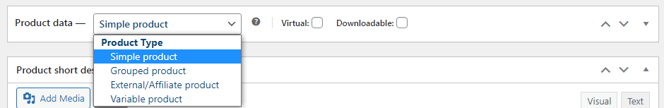 Choose product types in WooCommerce