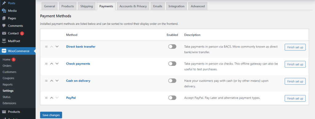 Setting Up Payments in WooCommerce
