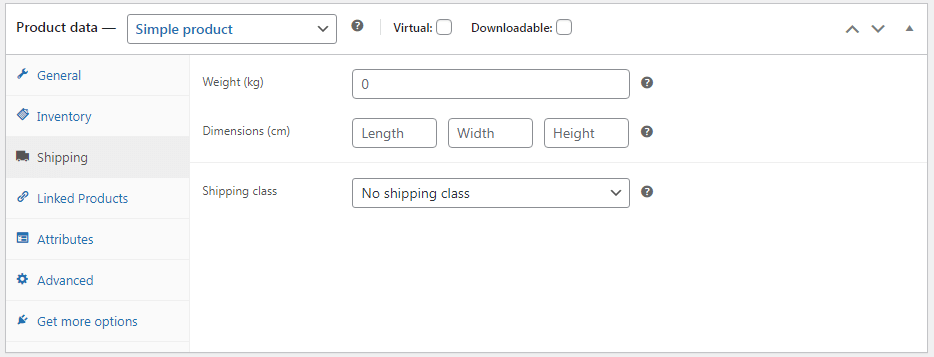 Shipping Tab in Product Data RealBSG