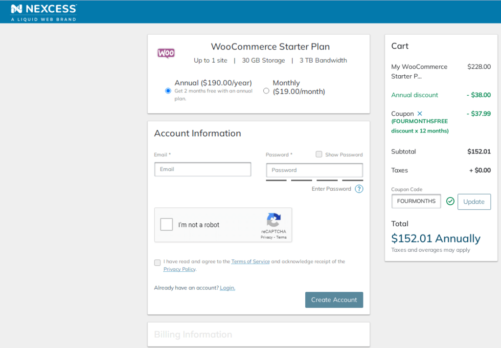 Purchasing Nexcess Managed WooCommerce Hosting