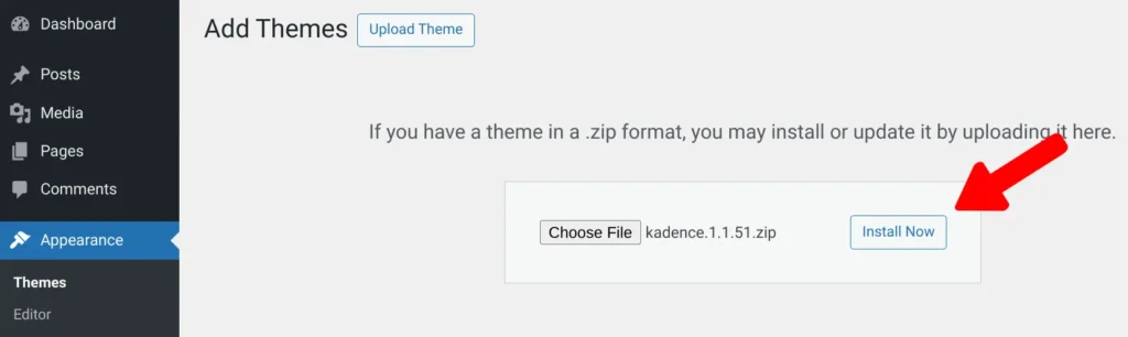 Install Kadence Theme on Your Website