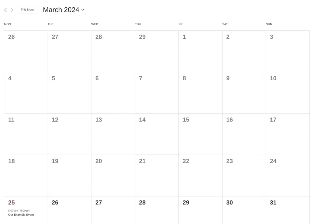 Events Calendar View The Events Calendar Plugin