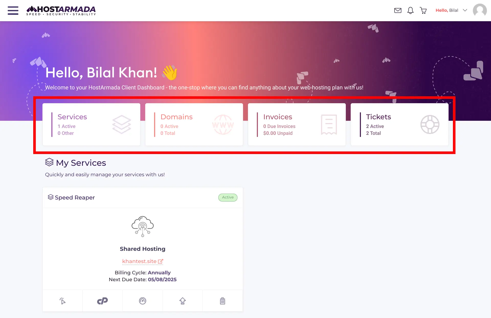 HostArmada Dashboard