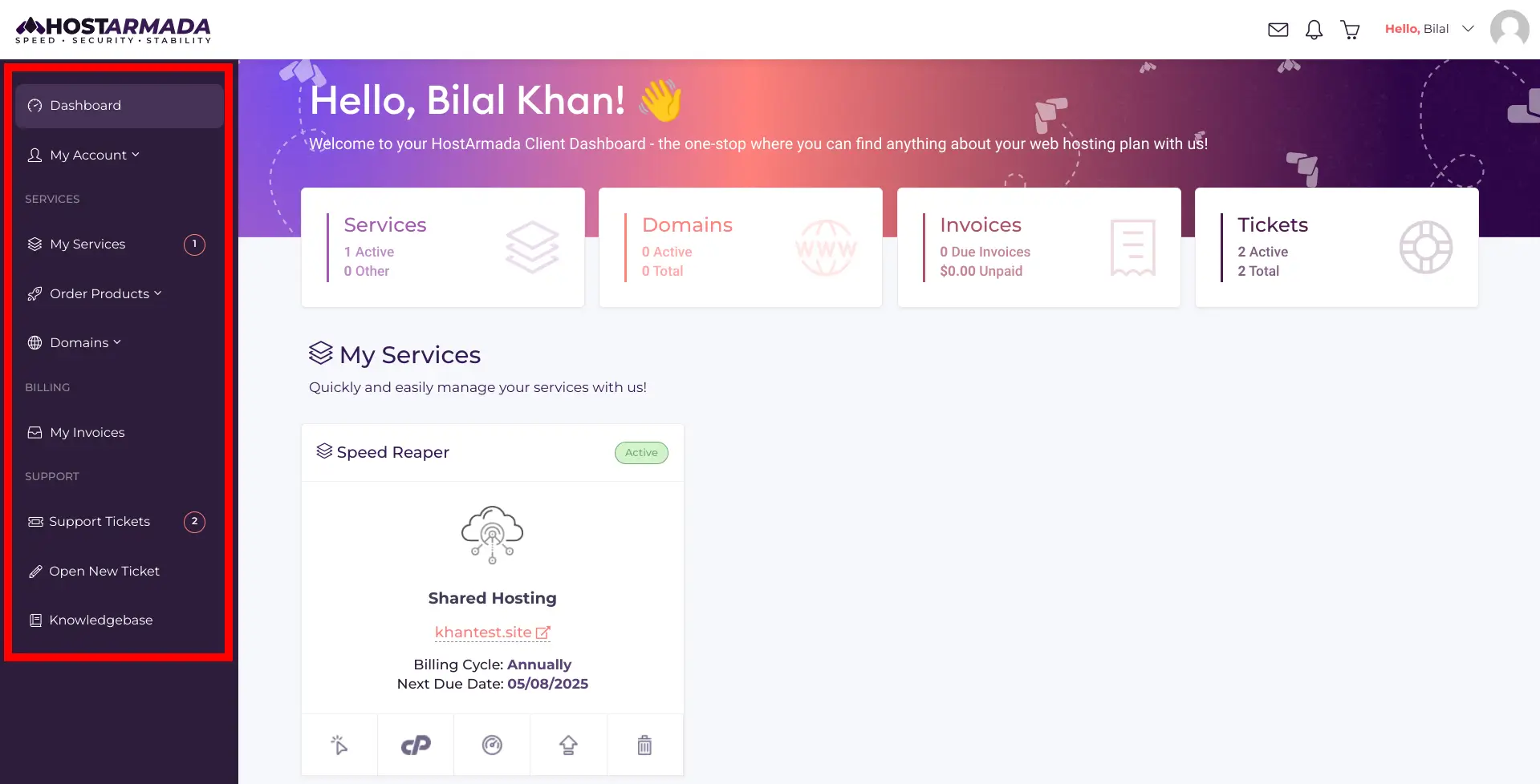 HostArmada Dashboard
