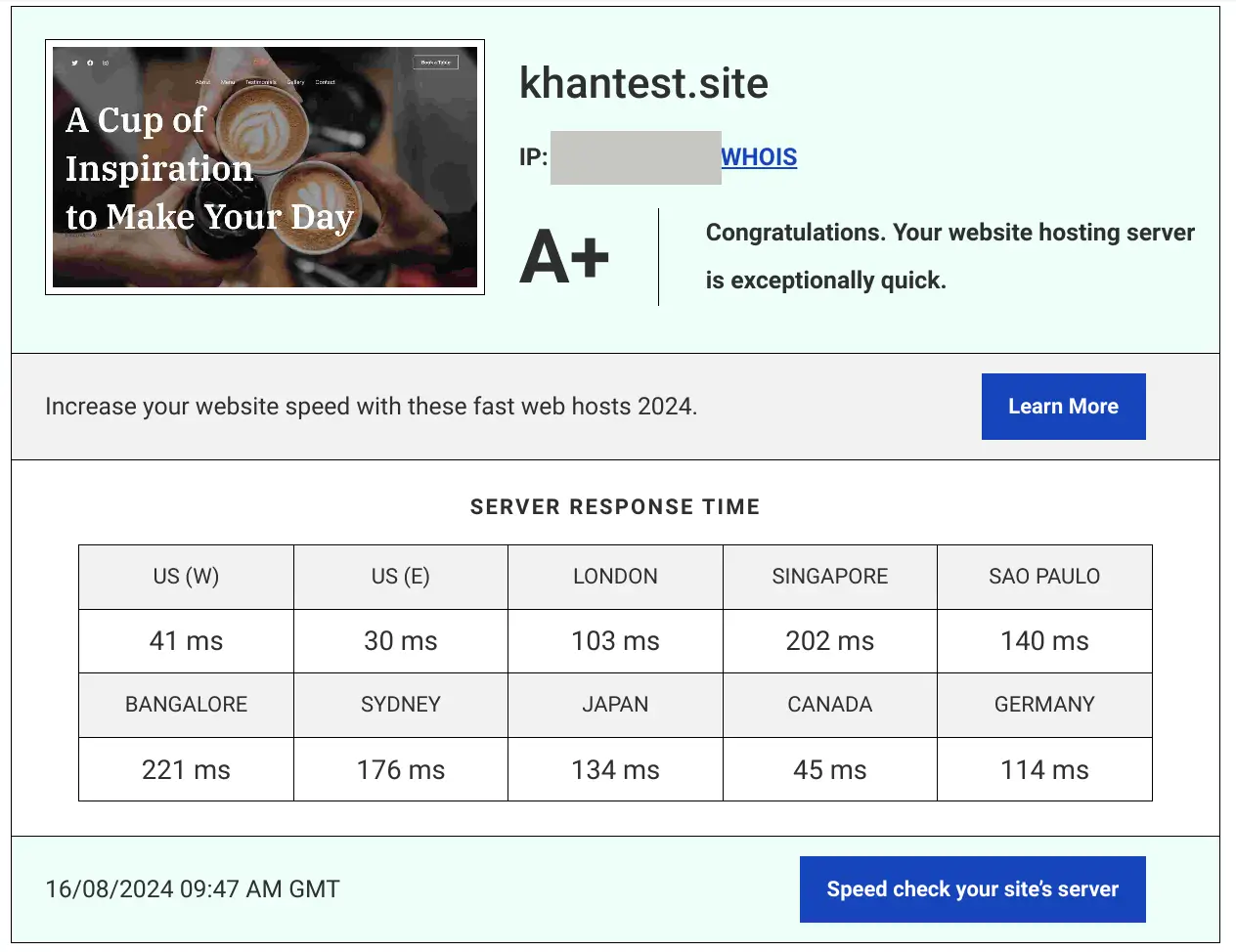 HostArmada Server Respone Time Checking